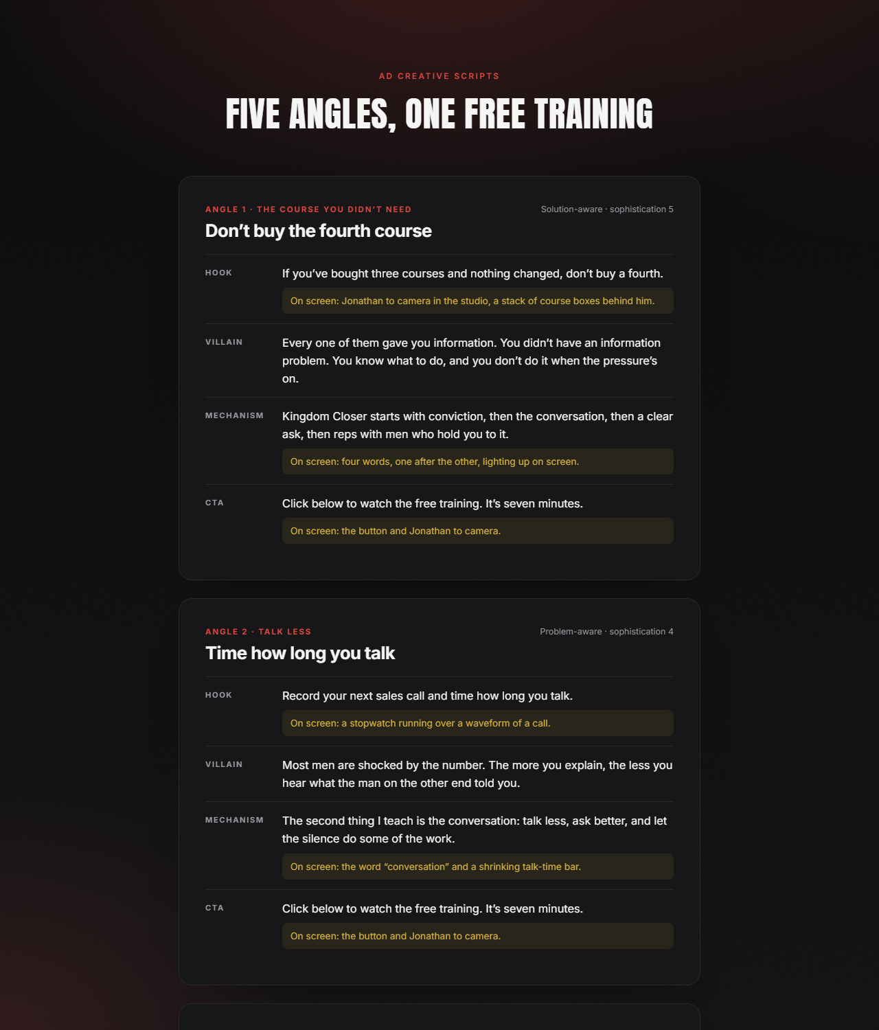 Ad creative scripts preview